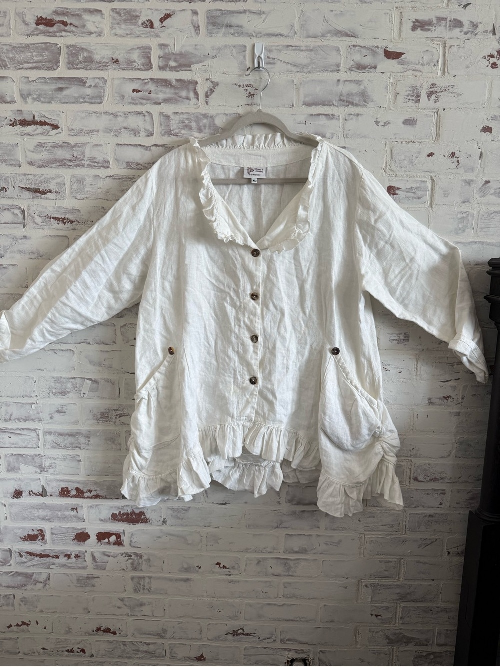 Heart’s Desire Lily Jacket- White Ruffled Button-Front Women